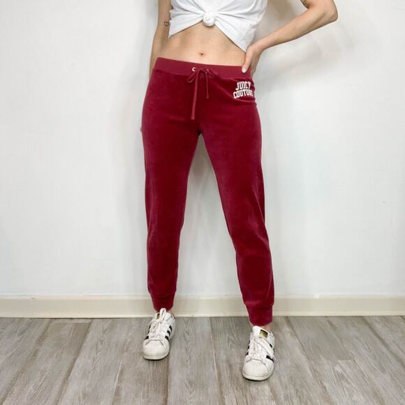 JUICY COUTURE y2k 90s velour track suit sweatpants maroon berry 2829 - Picture 1 of 11